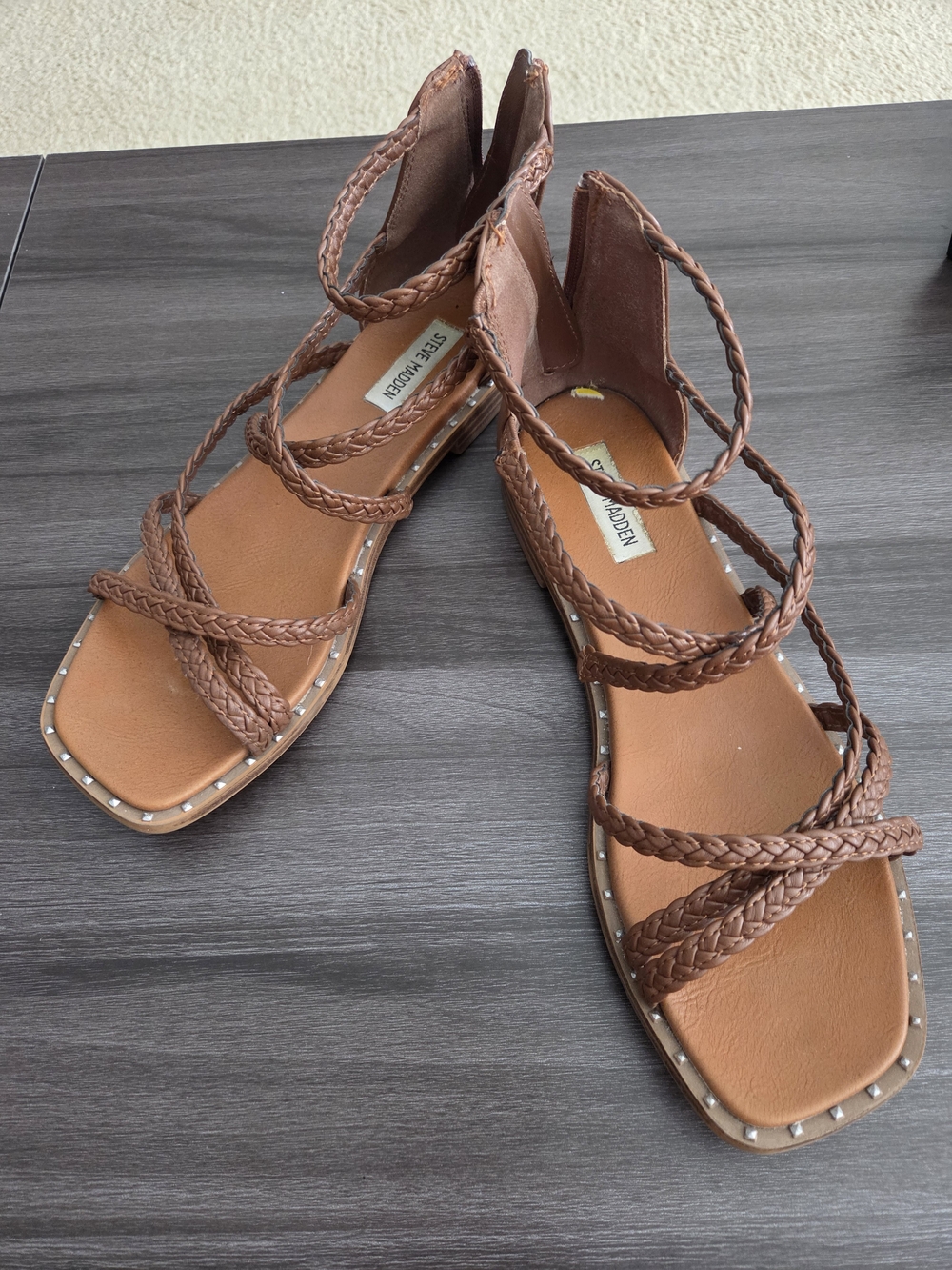 Steve Madden Brown Braided Strappy Sandals